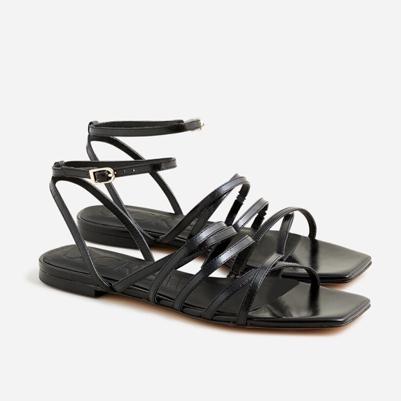 J. Crew Shoes - New JCREW Size 8 Capri Strappy Sandals in Leather - Black $128 CA027
